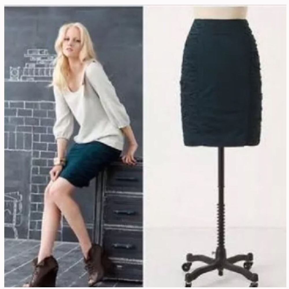 Anthropologie cartonnier Ruched side skirt